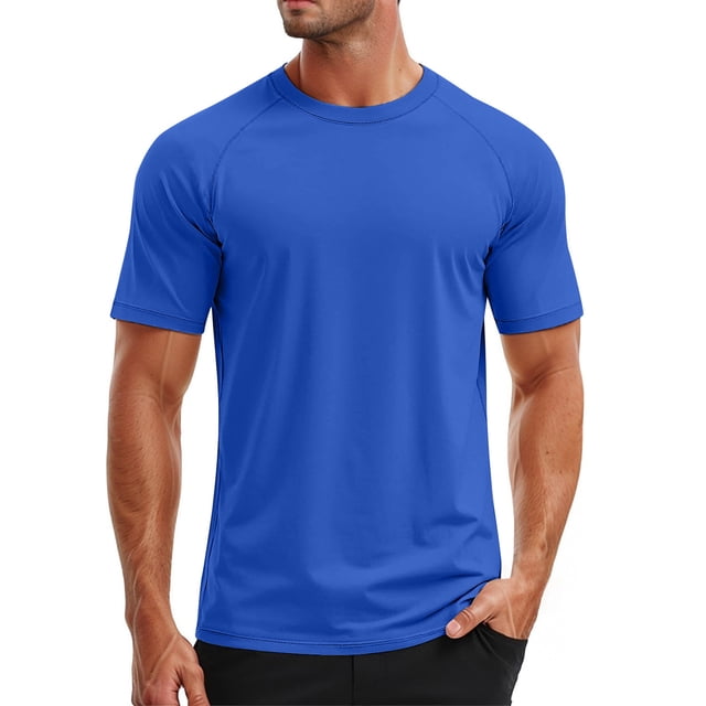 PMVFHDE Mens T-Shirts UPF 50+ Swim Short Sleeve Tee Quick Dry Rash Guard Athletic Sun Protection Top