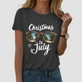 thumbnail image 5 of Drie Short Sleeve Casual Tops Trendy Solid Loose Fit Tshirt Christmas Plus Size Graphic Tees for Women Grey,M, 5 of 6
