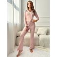 thumbnail image 3 of Ensemble de Pyjama en Maille Contrastée avec Ourlet Asymétrique et Pantalon, 3 of 5