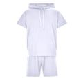 thumbnail image 2 of RUTAYY Men's Outfits Tracksuit 2 Piece Solid Color Hooded Athletic Sweatsuit Short Sleeve Tee Casual Sports Shorts Classic Stylish Clothing Sets, 2 of 8