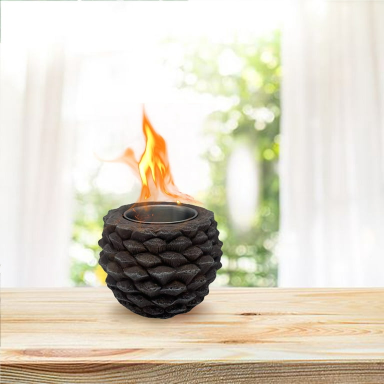 Pinecone Tabletop Fire Pit, Concrete Indoor Smores Maker, Portable
