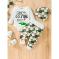thumbnail image 2 of Nituyy Baby Boy 3 Piece Outfit Letter Print Long Sleeve Rompers and Golf Ball Print Elastic Pants Beanie Hat Set Spring Clothes, 2 of 6