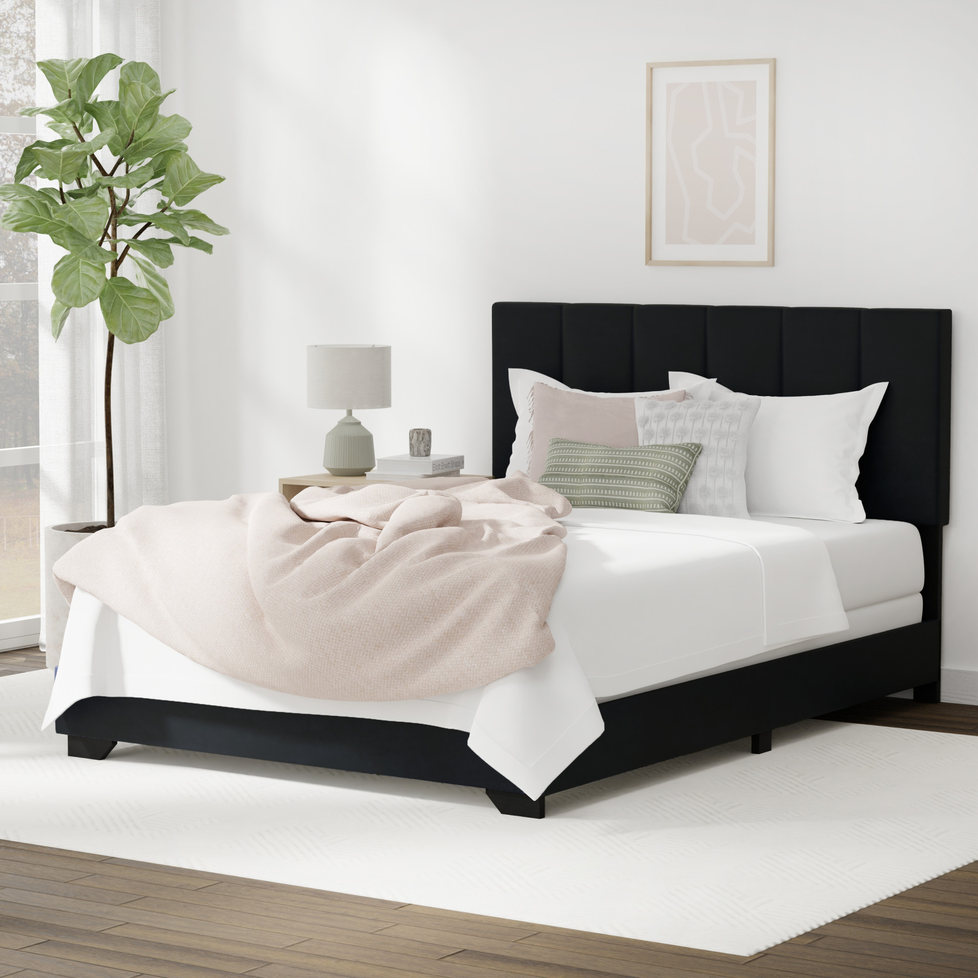 Reece Channel Stitched Upholstered Full Bed, Black, by Hillsdale Living Essentials - image 5 of 17