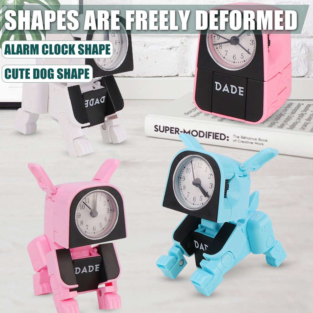 Child Puppy Alarm Clock Toy Deformation Dog Cartoon Table Clock, DIY