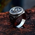 thumbnail image 4 of ZMY Home Stainless Steel Skull Signet Ring - Pirate Skull with Rudder Design Statement Ring for Men (10), 4 of 6