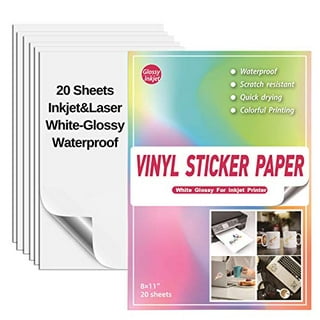 PAPERVISUAL Printable Permanent Vinyl Paper - 20 Sticker Sheets For Printer  - Matte White Waterproof Sticker Paper - Thick Tear-Resistant Sticker  Printer Paper - Laser, Inkjet Printable Sticker Paper 20 Sheets Pack 