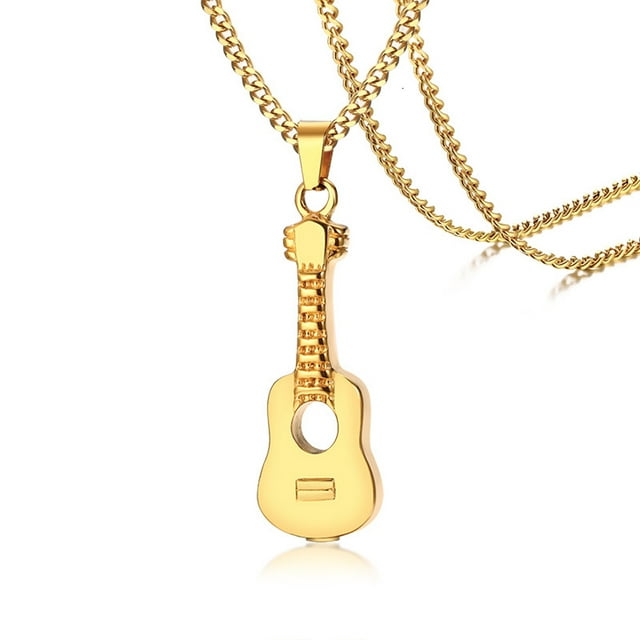 Collier de Crémation Style Guitare pour Homme, Bijou Souvenir en Acier Inoxydable, Amateur de Musique