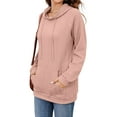 thumbnail image 3 of Hibeli Women Textured Drawstring Raglan Sleeve Kangaroo Pockets Solid Color Hoodie, 3 of 7
