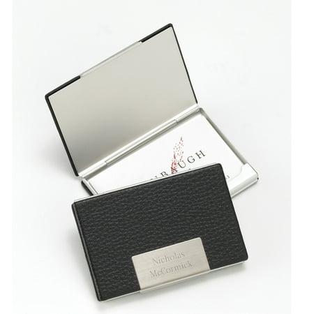 Personalized Black Leather Business Card Case
