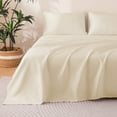thumbnail image 5 of Sonive Sheet Set King Size Beige, 4 Pieces 140 GSM Brushed Elastic Fitted Soft & Cozy Bed Sheets Set with Deep Pocket, 5 of 9