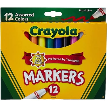 Crayola CRA-58-7712 Classic Non-Washable Marker, Broad-Line, 12 Colors/Set