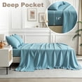 thumbnail image 6 of Jessy Home Bed Sheets Set 4 Piece Queen/Full Sheet Set Mint Blue Microfiber Fitted Sheet, Flat Sheet & 2 Pillowcases Bedding Set, 6 of 11