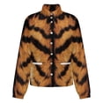 thumbnail image 5 of Jackets for Women Winter Coat Jackets Flannel Stand Collar Jacket(Tiger Stripes Beautiful Orange,Size:S-4XL), 5 of 7