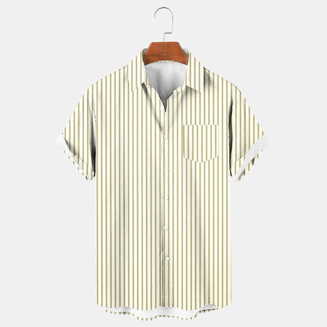 Aqestyerly Cardigan Décontracté à Col Rabattu Rayé Vertical pour Hommes, Manches Courtes, Design avec Poches, Léger, Respirant, Idéal pour les Tenues d'Été