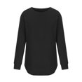 thumbnail image 3 of Ropa De OtoñO Casual Solid Color Tops for Women,Women's Long Sleeve Sweatshirt Casual Crewneck Loose Fit Pullover Hoodie Fleece Fall Tops Oversized Tshirts Shirts For Women Black, 3 of 7