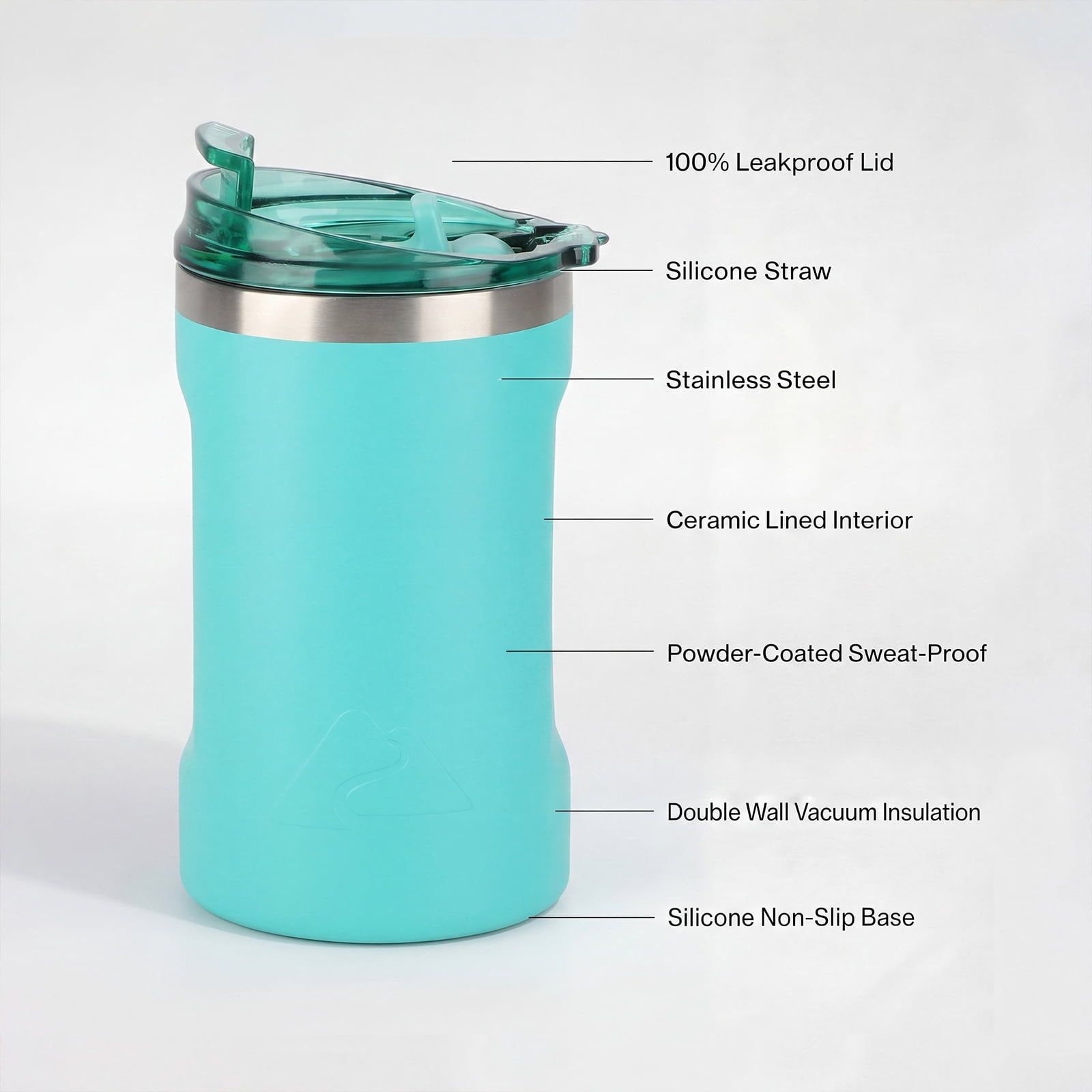 Ozark Trail 16oz Ceramic Lined Stainless Steel Can Tumbler with 2-in-1 Lid,Teal