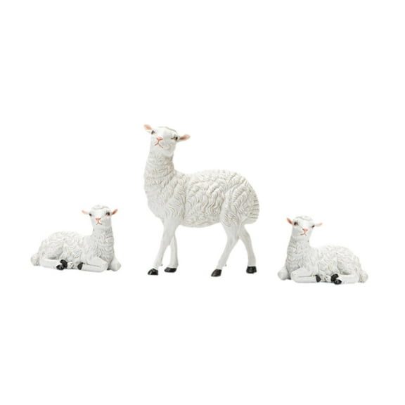 TISHITA 3Pcs Mini Sheep Statue White Lamb Sculpture Centerpiece Creative Desk Ornament Resin Animal Figurine for Farmhouse Shelf Desk