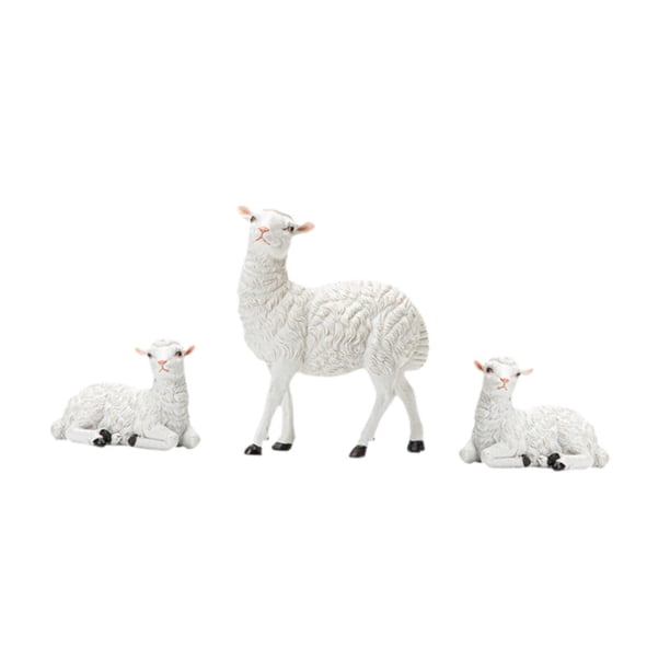3 piezas Estatuas de oveja en miniatura Resina Figura animal artesanía decoración de mesa decorativa para la sala de estar escritorio de