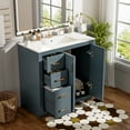 thumbnail image 2 of Euroco Bathroom Vanity with Ceramic Undermount Sink, Solid Wood Frame, 3 Drawers & Cabinet Storage, Soft-Close Doors, 2 of 9