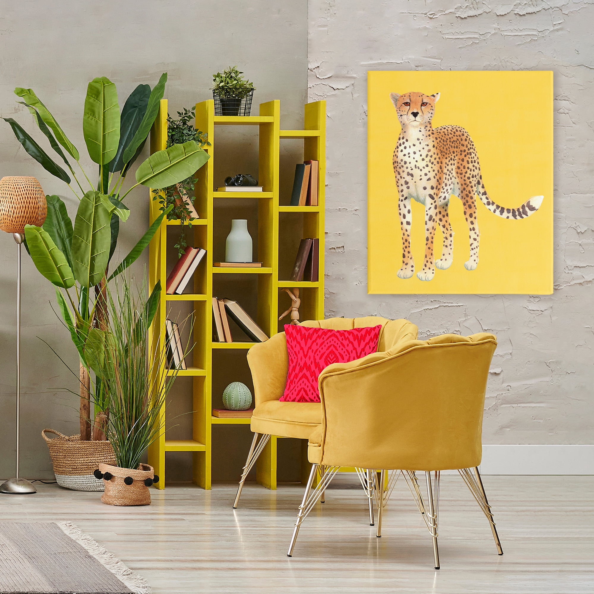 Stupell Industries Exotic Cheetah over Yellow Canvas Wall Art, design by Karolina Sato