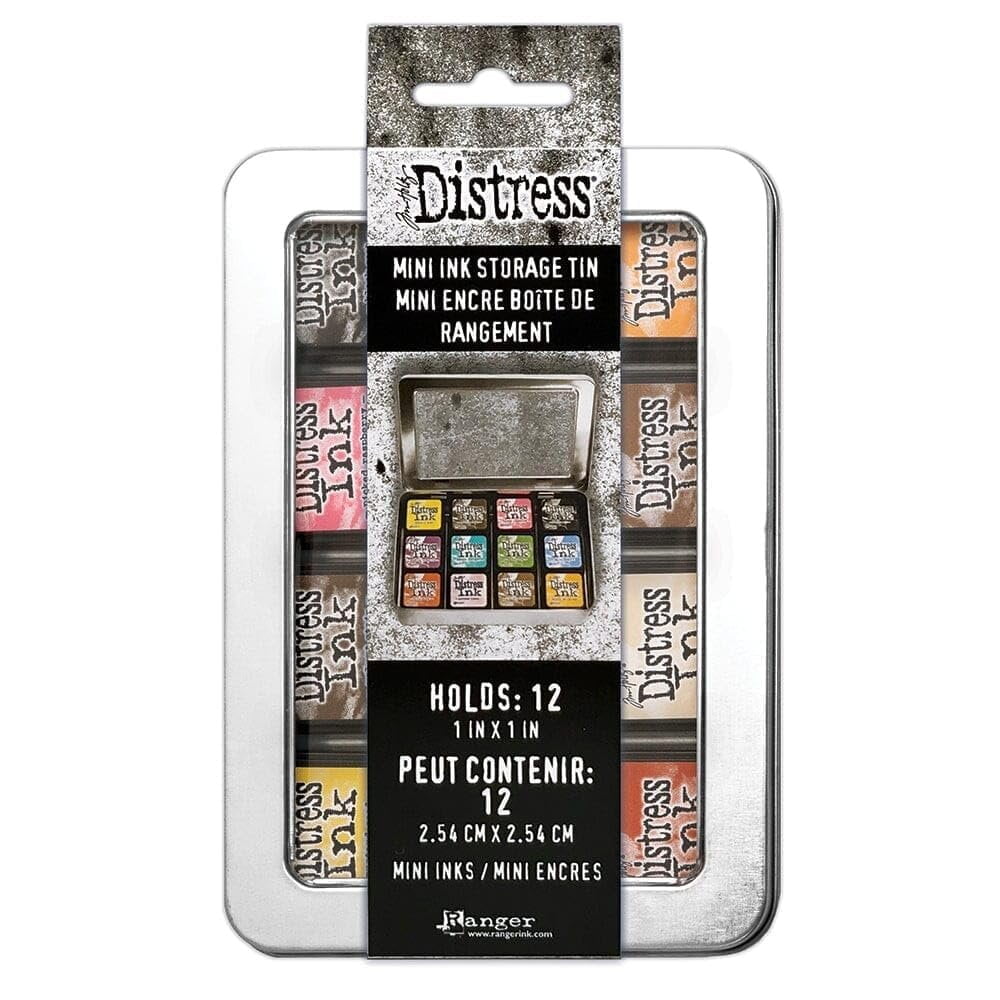 Mini Distress Oxide Pad Bundle - Ranger Tim Holtz Mini Distress Oxide Pad Sets #1, #2, #3, #4, #5, #6 with 2 Mini Distress Storage Tins and Trebbies Detail Sticks
