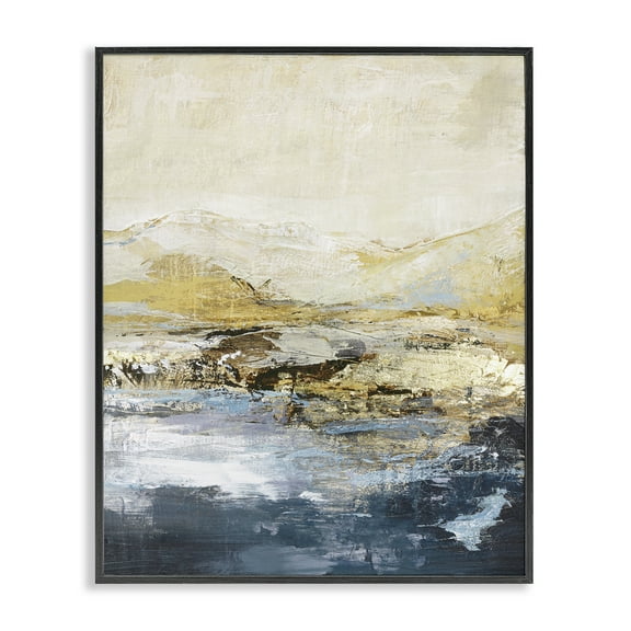 Stupell Industries Mountain Lake Abstraction Landscape & Nature Painting Black Framed Art Print Wall Art, 11 x 14