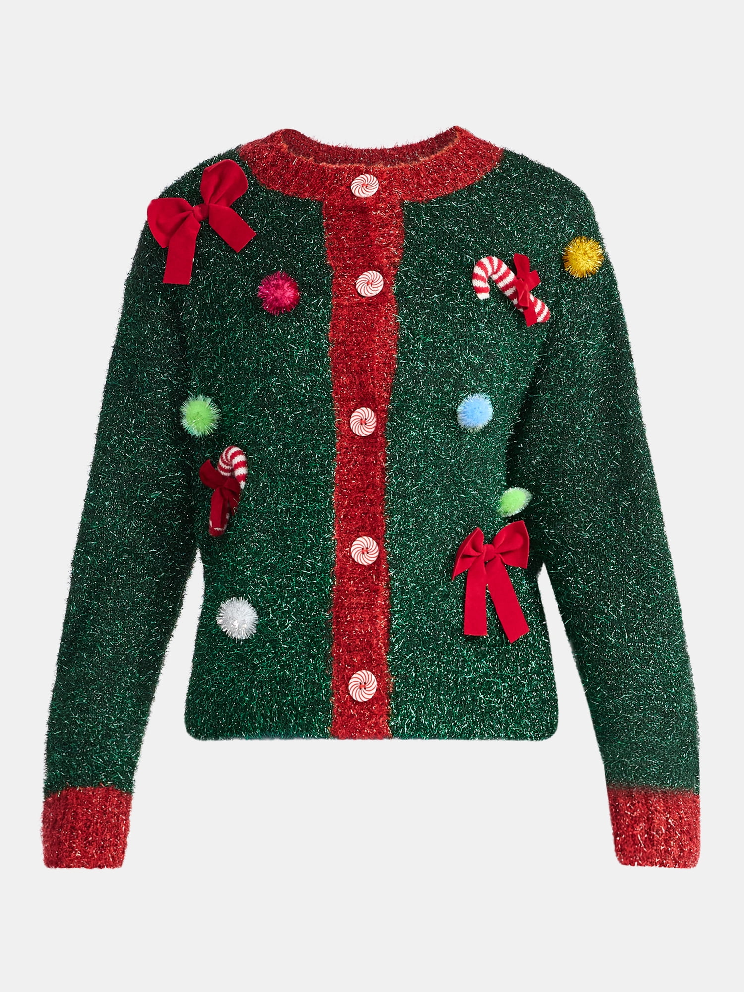 Women's Embellished Button Front Christmas Cardigan from Holiday