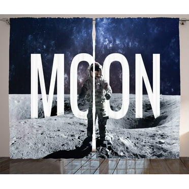 Ambesonne Moon Curtains 2 Panel Set, Big Bang in Outer Space, 108" x 90", Grey Blue