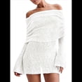 thumbnail image 3 of Vestido Elegante Tipo Suéter de con Hombros Descubiertos para Mujer, Ajustado, de Larga y Crochet S, 3 of 10