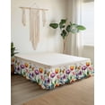 thumbnail image 2 of Spring Floral Wrap Around Bed Skirts for Queen Bed 18" Drop,Bed Skirt with Adjustable Elastic Belt Dust Ruffle Bed Valance for Bedroom Hotel Tulip Butterfly Summer Elegant Botanical Bed Frame Cover, 2 of 7