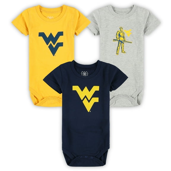 Infant Wes & Willy West Virginia Mountaineers Three-Pack Bodysuit Set