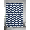 thumbnail image 5 of Fsddascl Navy Blue Moire Ombre Shower Curtain Set - Standard 72" x 72" Bathtub Curtain with 12 Hooks, Water Ripple Stripe Farmhouse Waterproof Fabric Stall Shower Curtains for Bathroom/Bathtub, 5 of 6