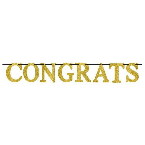 Graduation Congrats Gold Glitter Letter Banner (1ct)