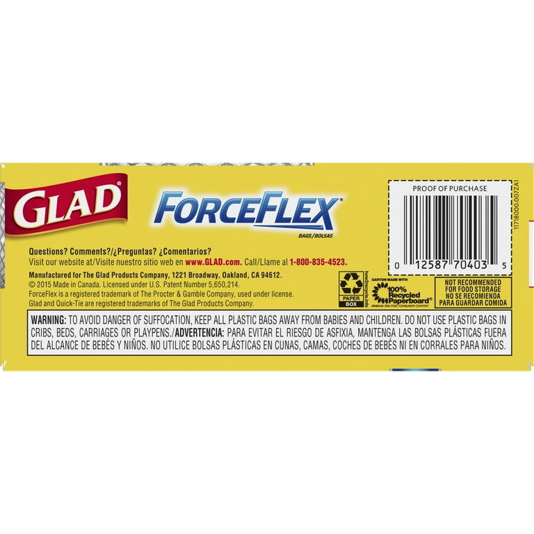 Glad Medium Trash Bags, 8 Gallon, 26 Bags (ForceFlex, Quick Tie