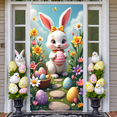 thumbnail image 5 of Colorful Happy Easter Banner Bunny Shaped Easter Bunny Display Peeps Design Polka Dot Pattern Peeps Backdrop for Easter Party Spring Celebration Holiday Gathering, 5 of 8