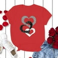 thumbnail image 3 of Cameland Hauts pour Femmes Manches Courtes Été Mode Décontractée Impression de la Saint-Valentin Col Rond T-Shirt Ample Pull, 3 of 4