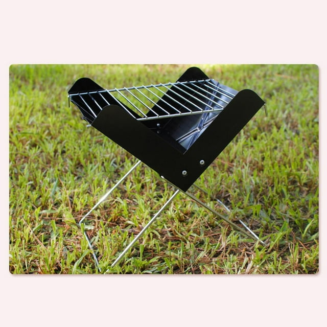 Parrilla plegable para fogata rejilla compacta de material acero inoxidable, Parrilla portátil para Camping, para cocinar libre con llama, negro shamjiam parrilla de carbón para barbacoa