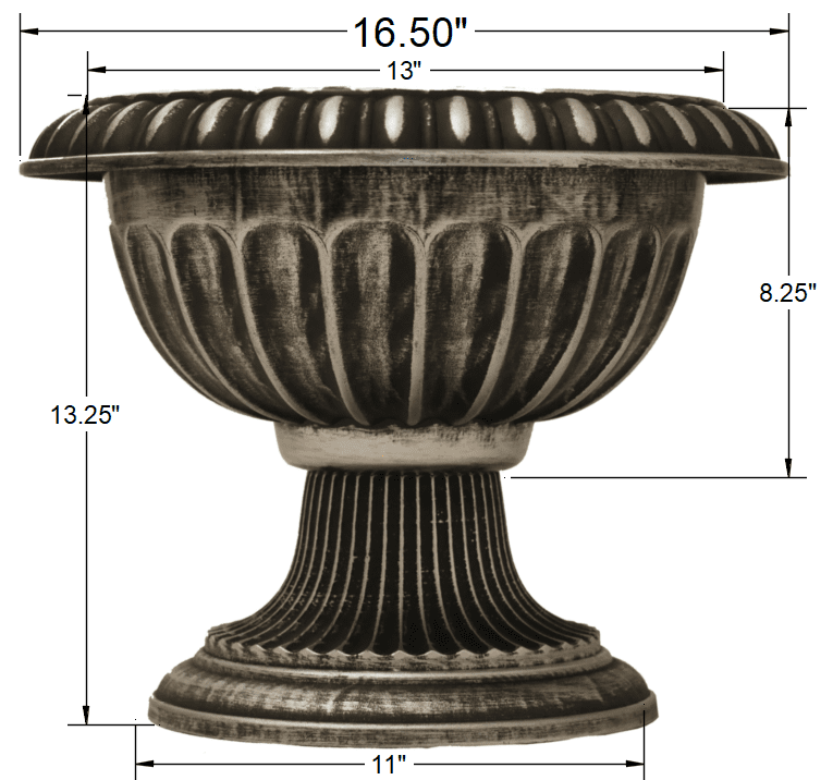 16" Round Plastic Planter Rustic Look (2 Count, Easy to Assemble) Flower Seedlings Nursery Pot / Urn with Wide Base for Garden Patio Office Ornaments Home Decor Long Lasting Reusable Lightweight