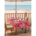 thumbnail image 2 of Outdoor Tablecloth with Umbrella Hole for Patio/Picnic/Party/Camping, Red Palm Tree Waterproof Table Cloth Rectangle Table Cover Washable, Summer Botanical Tropical Tree (60"x 84"), 2 of 9