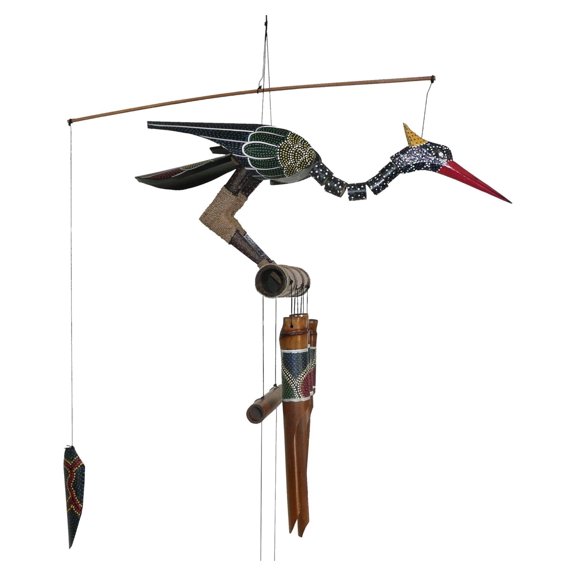 Drevy 174A Cohasset Abby Bobbing Head Bamboo Wind Chime, Hand Painted Spotted Multi-Hued Design