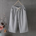 thumbnail image 4 of yillto Women's Plus Size Capri Pants Elastic Waist Wide Leg Shorts Trendy Casual Loose Shorts with Pockets, 4 of 4