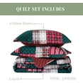 thumbnail image 3 of Elegant Comfort 3-Piece Plaid Patchwork Reversible Quilt Set - Soft Bedspread with Matching Pillow Shams, Heavyweight Stitching, All Season Quilted Coverlet - Full, Burgundy, 3 of 4