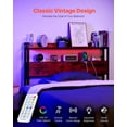 thumbnail image 4 of Freestanding Full Size Headboard with Adjustable Height, 2 Storage Shelves, USB Charging Station and LED Light, Easy to Assemble, Brown, 4 of 11