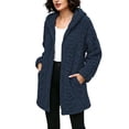 thumbnail image 4 of Fnooota Womens Fleece Jackets, Warm Long Sleeve Mid-length Lightweight Winter Outerwear with Pockets Navy Size S, 4 of 7