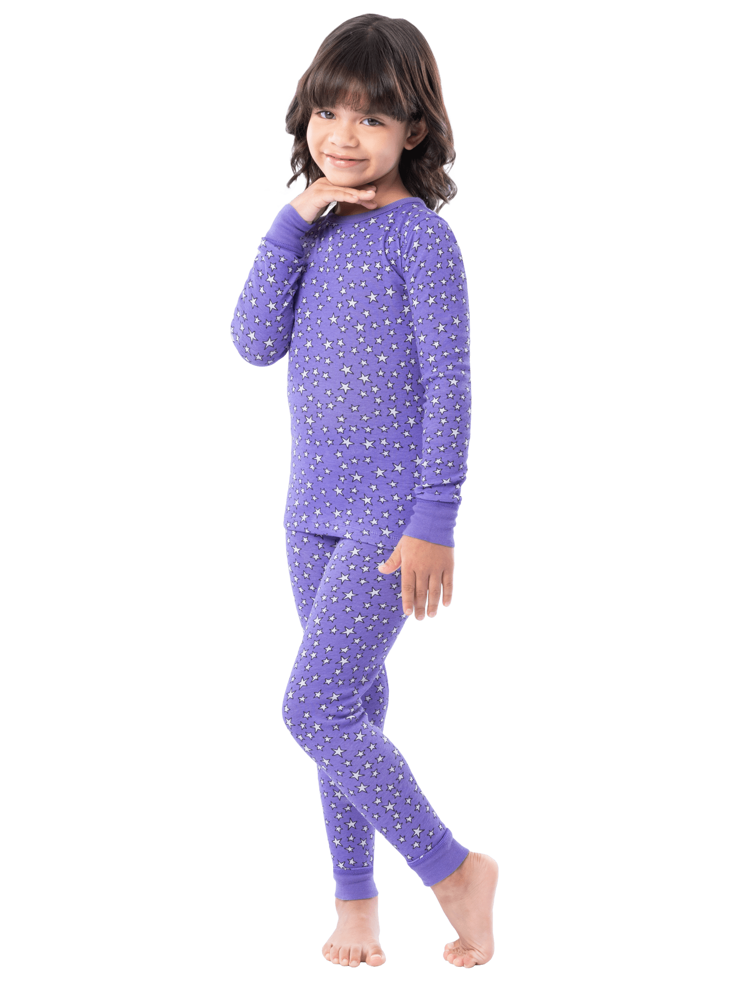 Fruit of the Loom Girl's Snug Fit 100% Cotton Pajama Sets, 4-Piece, Sizes 4-12