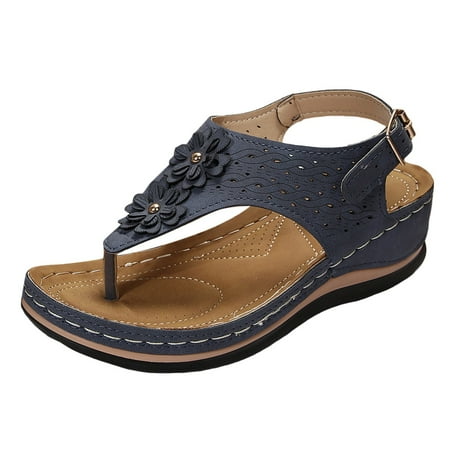 

Fandiiiii Women Shoes Wedge Thick Soled Sandals Fashionable Flip Toe Corrective Foot Shape Wedge Sandals Embellished Sandals for Women Heels