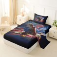 thumbnail image 2 of Manfei Eagle Usa Flag Twin Sheets,July 4Th Fireworks Bedding,Brown Red Blue,3-Piece,1 Fitted Sheet and 1 Pillowcase, 2 of 6