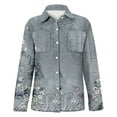 thumbnail image 5 of Jxximdong Button Up Shirts Women Women's Long Sleeved Printed Button Down Shirt Gray Spring Tops XXL, 5 of 5