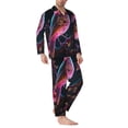 thumbnail image 2 of Naloa Glowing Leaf Bird Men’s Pajamas Set - Long Sleeve Button Down Sleep Shirt and Pajama Bottoms Sleepwear Set-XX-Large, 2 of 7