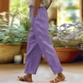 thumbnail image 2 of Womens Travel Pants High Waisted Straight Elastic Pants Long Linen Cotton Casual Trousers With Slit Legs Soft Breathable Fabric Loose Fit Xl Pants For Women, 2 of 9